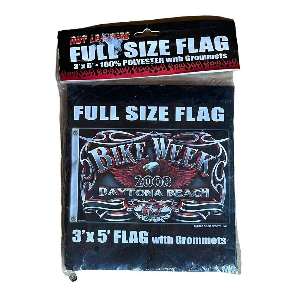 Hot‎ Leathers 2008 Daytona Beach Bike Week 67th Year Flag 3x5 Polyester